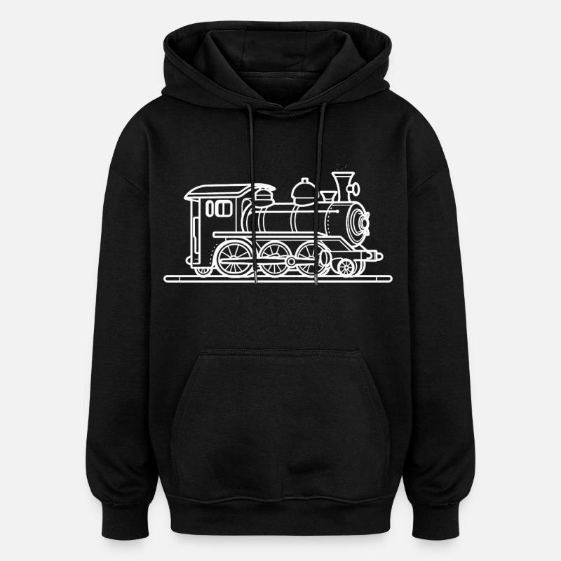 Dessin ferroviaire - Sweat à capuche oversize unisexe - noir