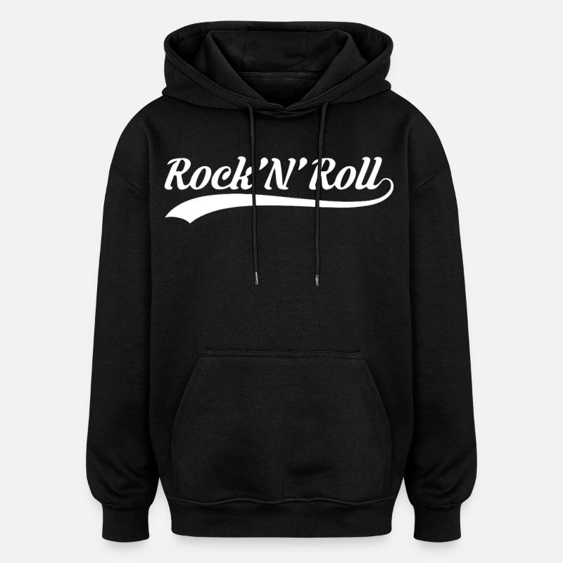 Logo sportif rétro Rock’N’Roll - Sweat à capuche oversize unisexe - noir