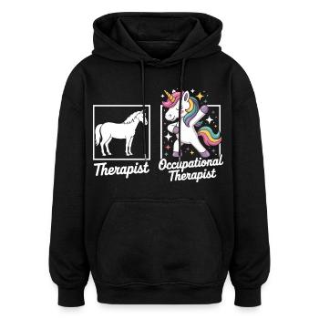 Einhorn Ergotherapie Flair - Oversized Unisex Hoodie - Schwarz - Vorne - Noah (186cm)