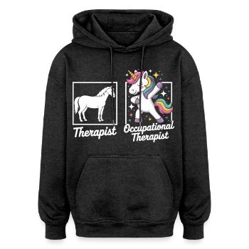 Einhorn Ergotherapie Flair - Oversized Unisex Hoodie - Anthrazit - Vorne - Noah (186cm)