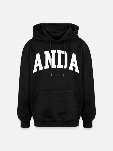 Anda - Sweat à capuche oversize unisexe - noir