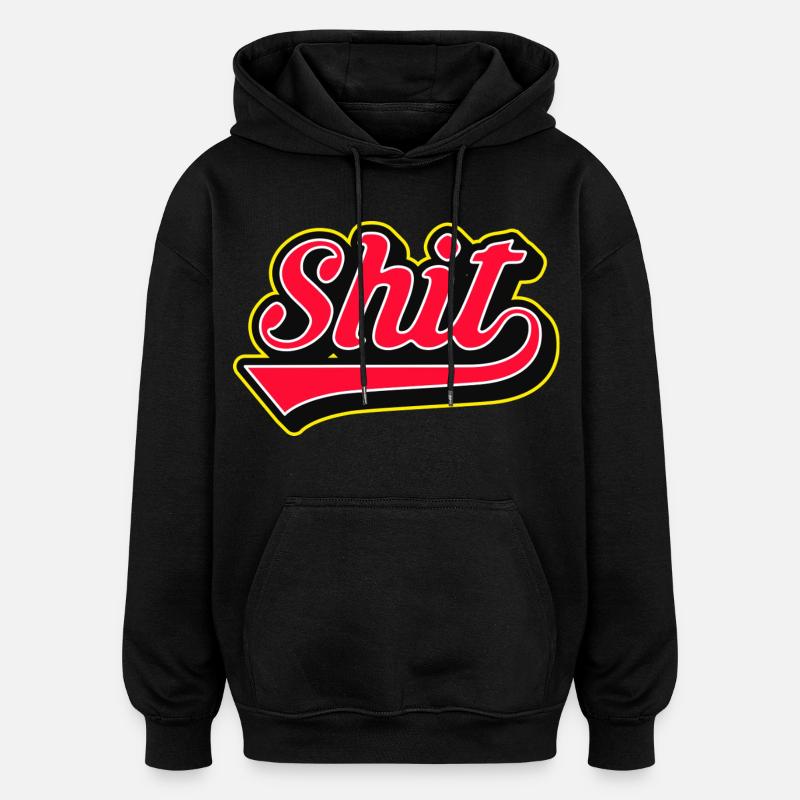 Shit Word Script Logo - Oversized Unisex Hoodie - black
