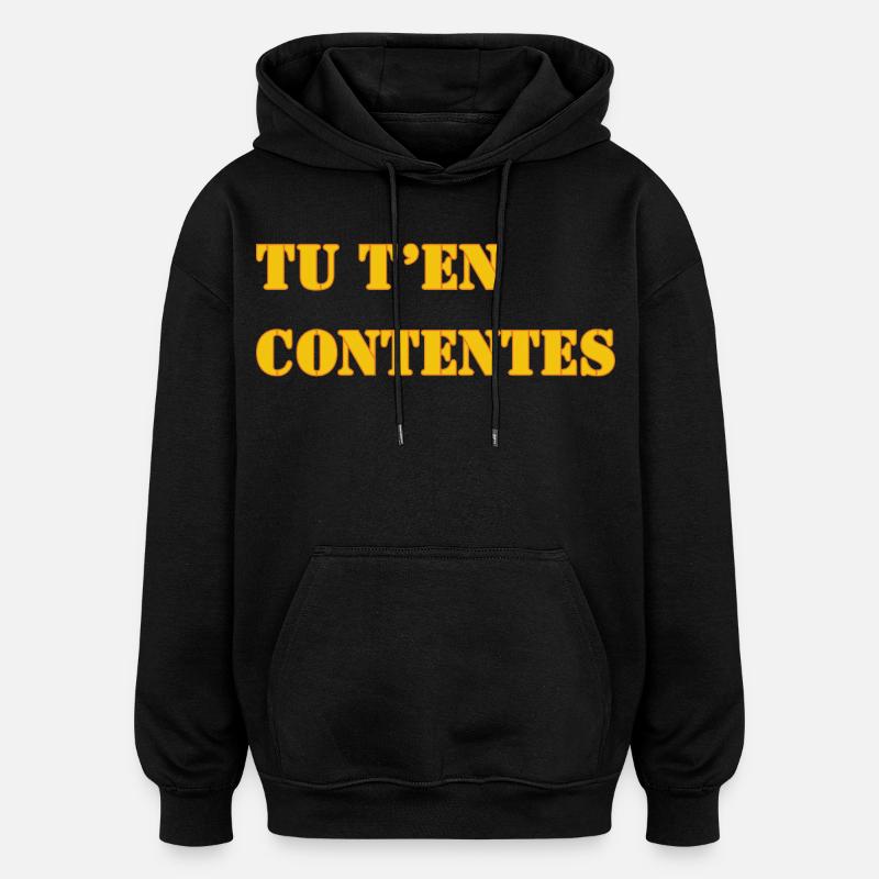 TU T’EN CONTENTES - Sweat à capuche oversize unisexe - noir
