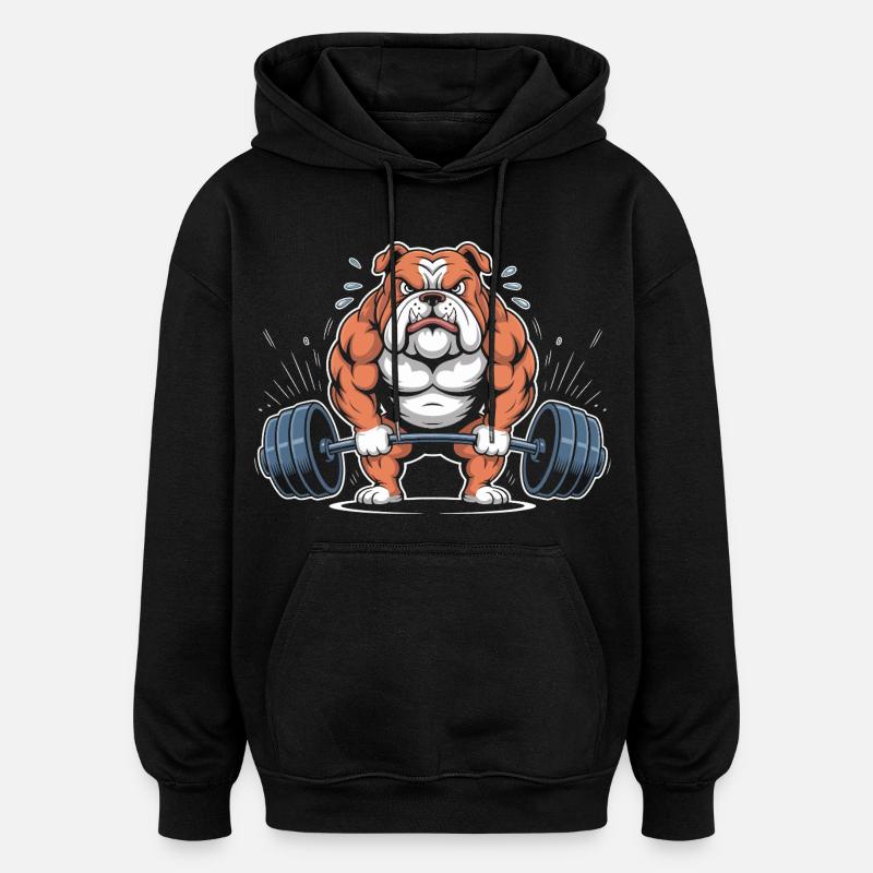 Levage de bouledogues puissants - Sweat à capuche oversize unisexe - noir
