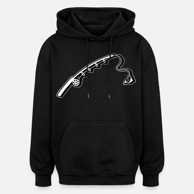 Pêche à la canne à pêche - Sweat à capuche oversize unisexe - noir