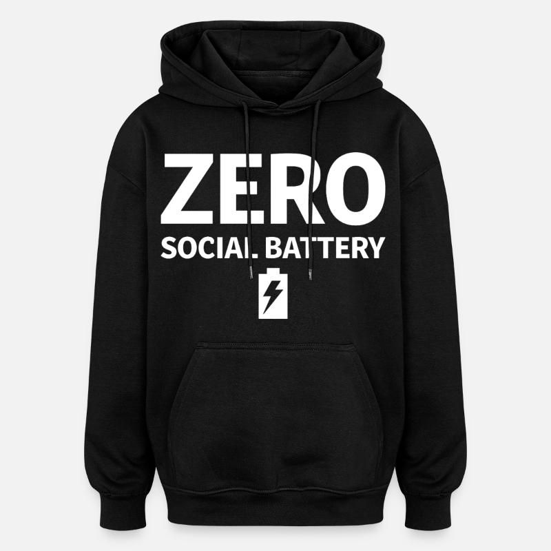 Introverti sans pile sociale - Sweat à capuche oversize unisexe - noir