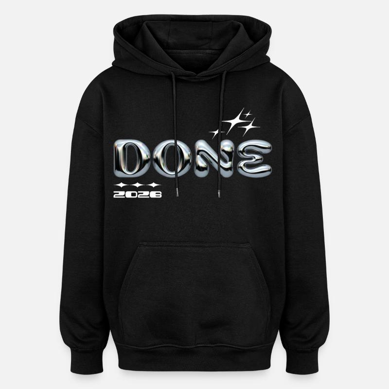 Design de bulles chromées 2028 terminé - Sweat à capuche oversize unisexe - noir