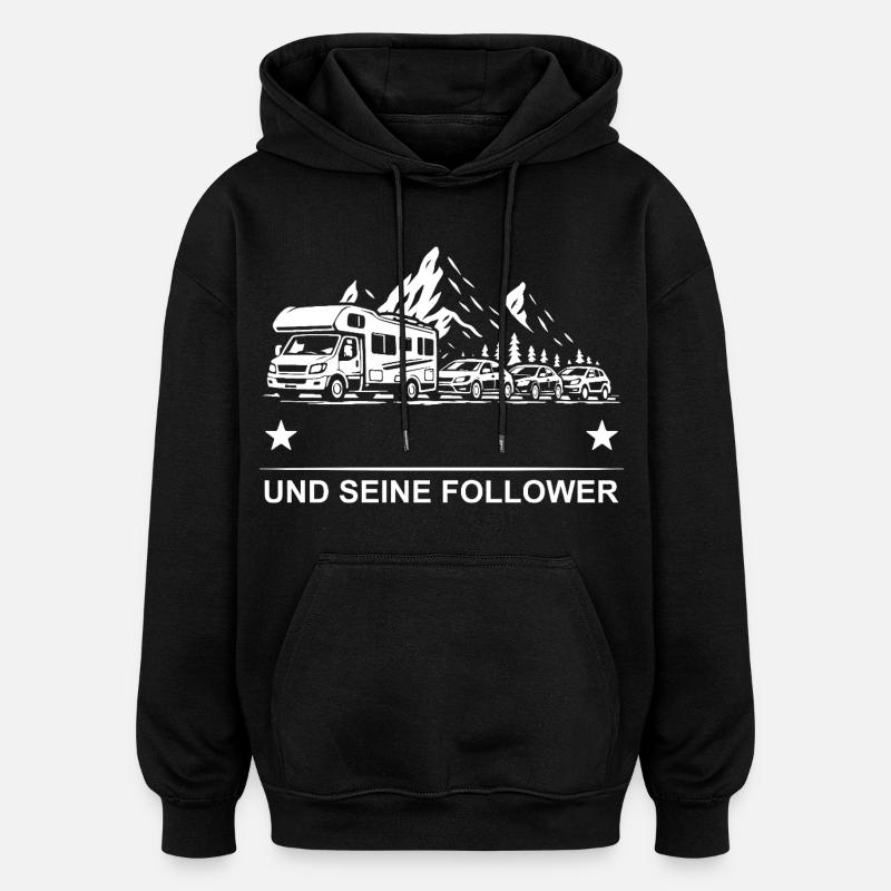 Bergroute mit Followers - Oversized Unisex Hoodie - Schwarz