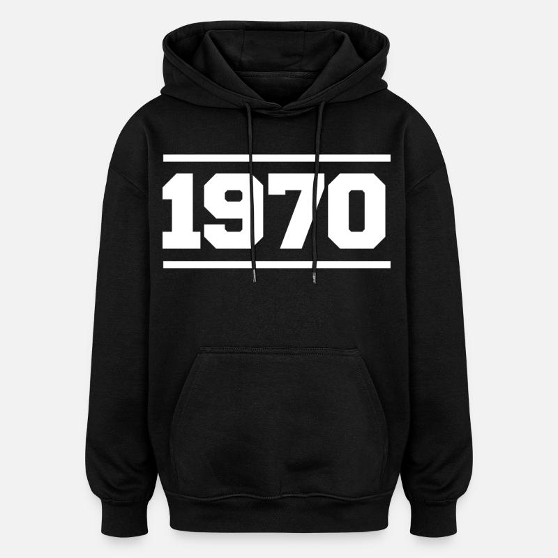 1970 - Sweat à capuche oversize unisexe - noir