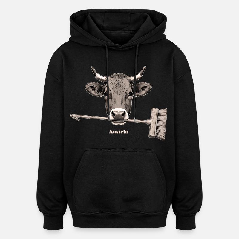 Kuh - Oversized Unisex Hoodie - Schwarz