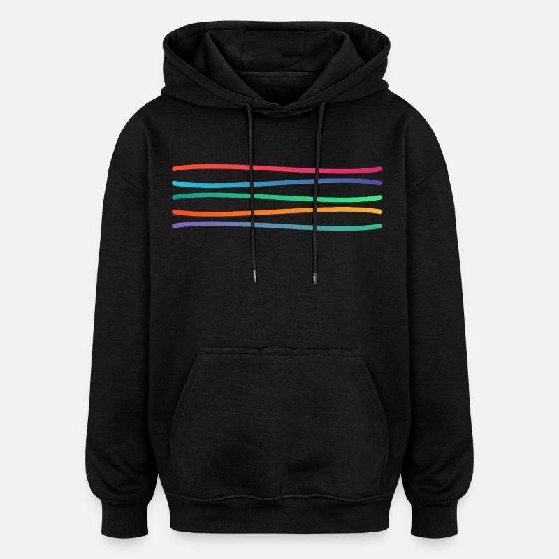 Art de lignes arc-en-ciel - Sweat à capuche oversize unisexe - noir