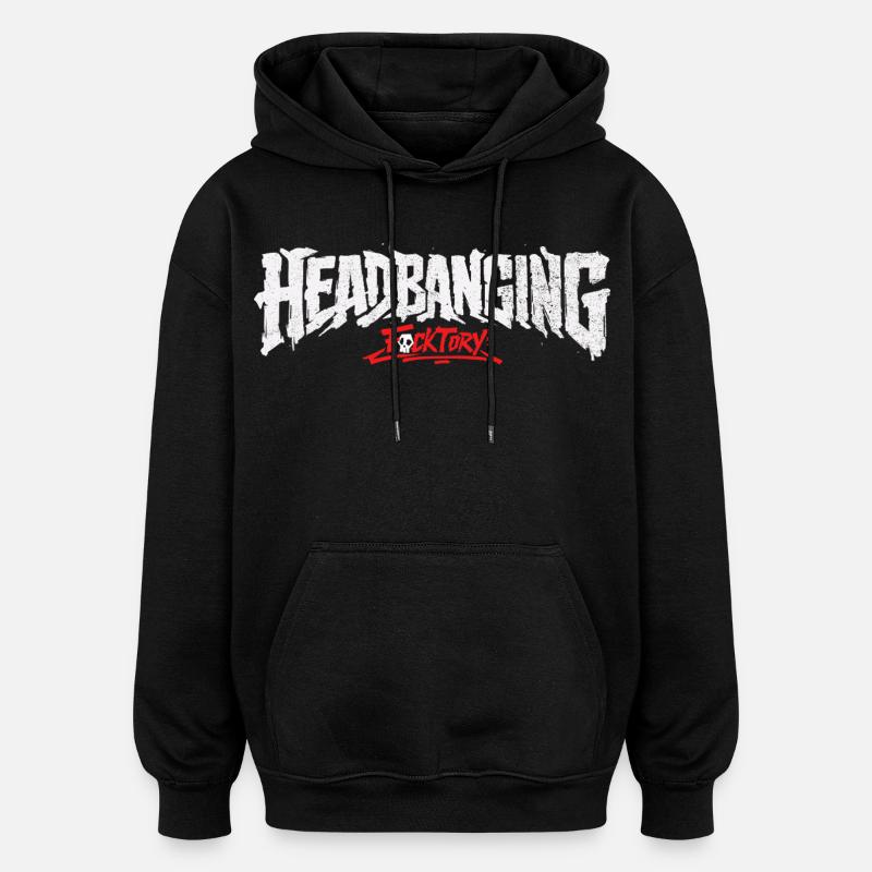 Logo de headbanging blanc - Sweat à capuche oversize unisexe - noir