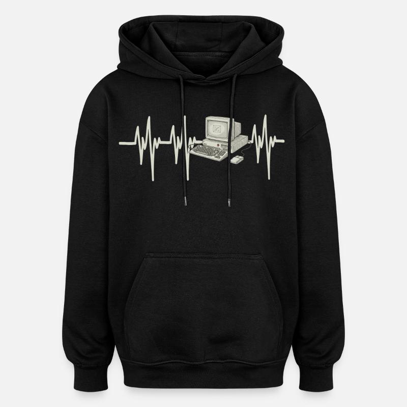 Ordinateur Heartbeat - Sweat à capuche oversize unisexe - noir