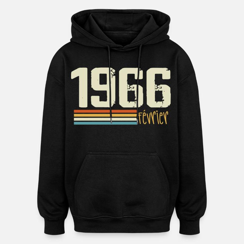 Février 1966 - Février 1966 Anniversaire 1966 - Sweat à capuche oversize unisexe - noir