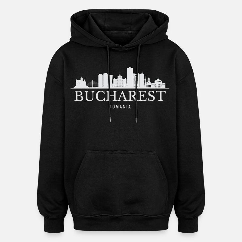 Silhouette de Bucarest, Roumanie de Bucarest - Sweat à capuche oversize unisexe - noir