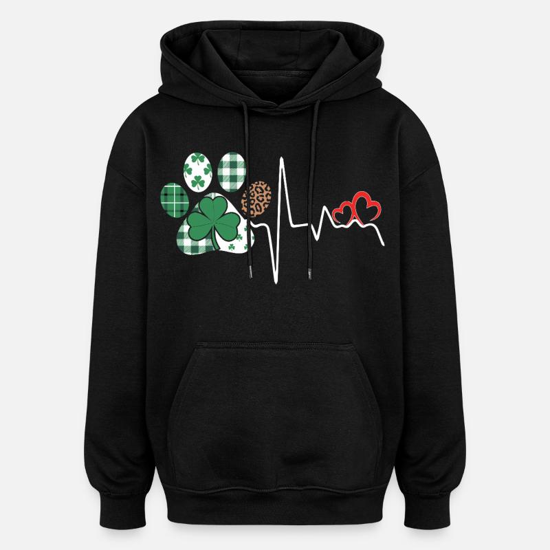 Clover Heart Pattern Mix - Oversized Unisex Hoodie - black