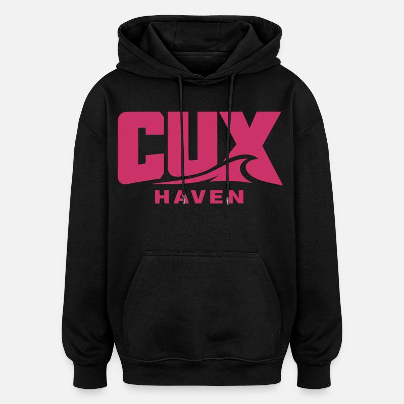 Logo Cuxhaven Wave Rose - CUX haven - Sweat à capuche oversize unisexe - noir