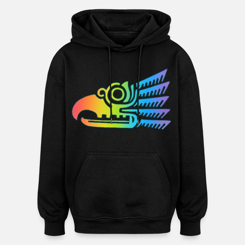 Mehrfarbiger Stammesvogelkopf - Oversized Unisex Hoodie - Schwarz