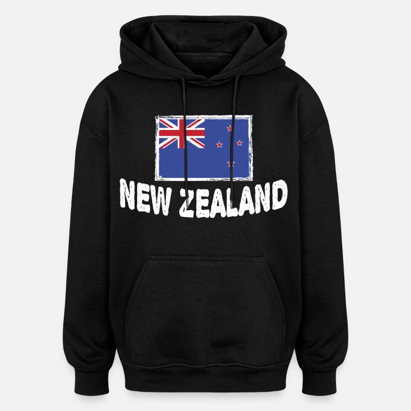 Drapeau néo-zélandais de la Nouvelle-Zélande - Sweat à capuche oversize unisexe - noir