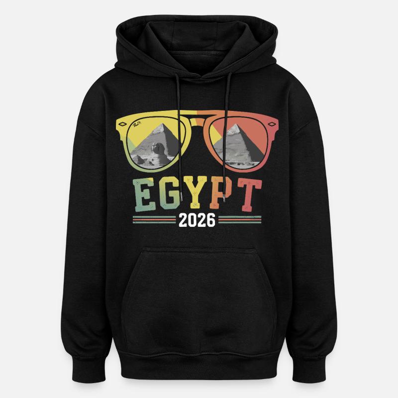 Vacances en Égypte 2026 Pyramides - Sweat à capuche oversize unisexe - noir