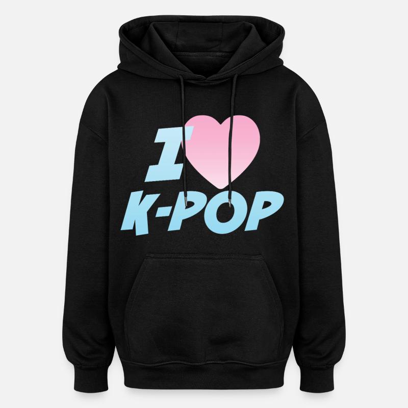 J’adore la K-pop - Sweat à capuche oversize unisexe - noir