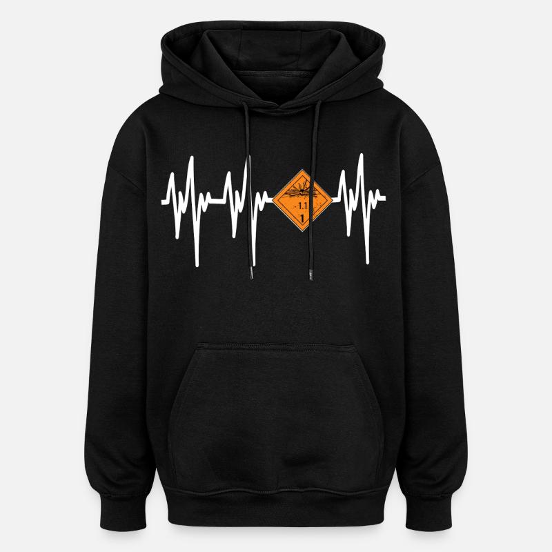 Danger Pyro Battement de Cœur - Sweat à capuche oversize unisexe - noir