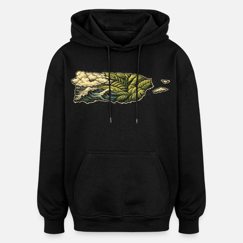 Porto Rico Boricua - Sweat à capuche oversize unisexe - noir