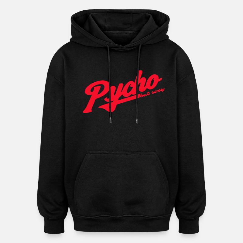 Psycho Retro Script Logo - Sweat à capuche oversize unisexe - noir