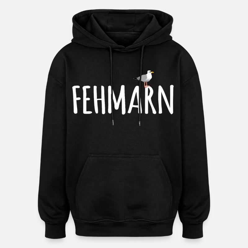 Fehmarn Möwe - Oversized Unisex Hoodie - Schwarz