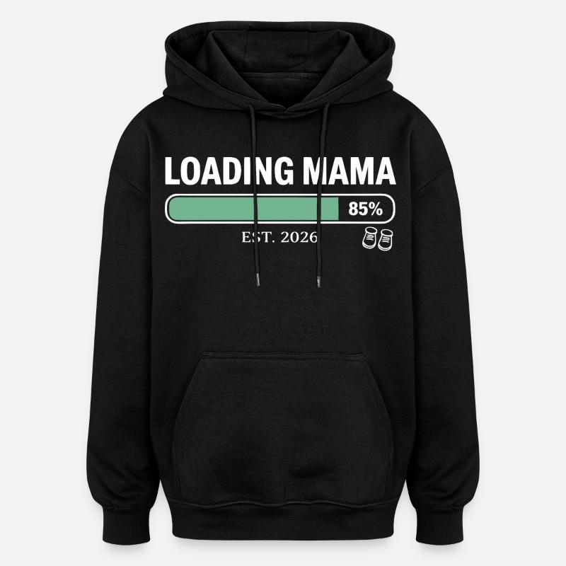 Chargement : Grossesse de maman 2026 - Sweat à capuche oversize unisexe - noir