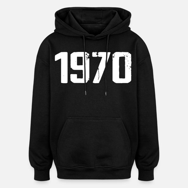1970 - Sweat à capuche oversize unisexe - noir