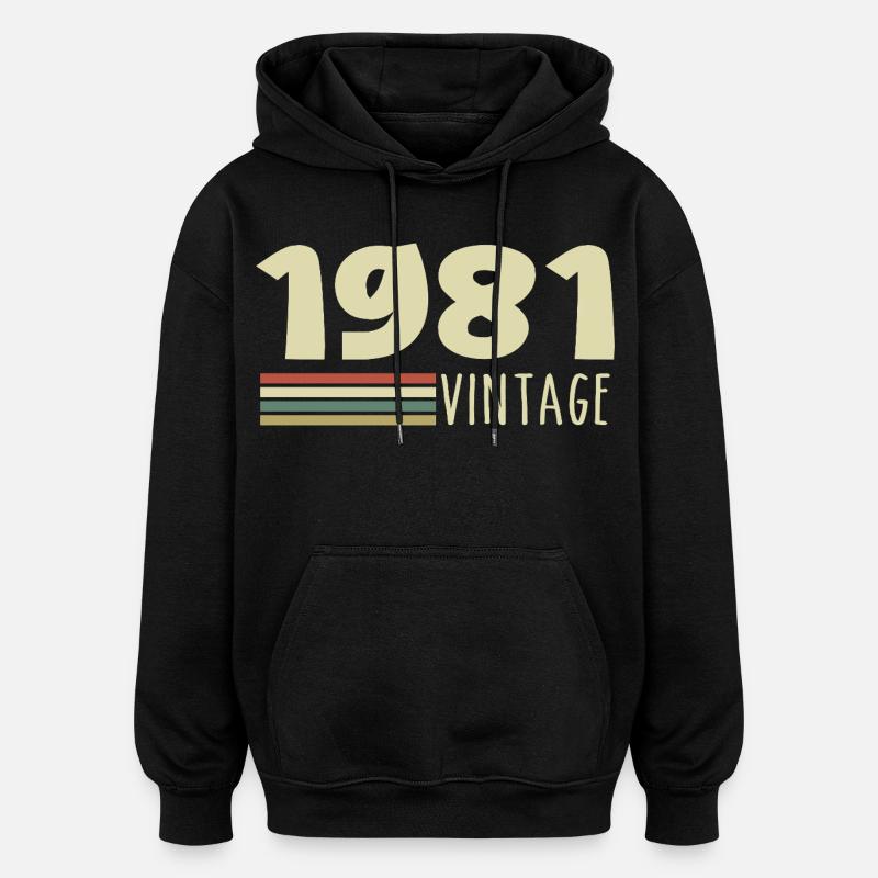 1981-Anniversaire-1981-retro-1981 - Sweat à capuche oversize unisexe - noir
