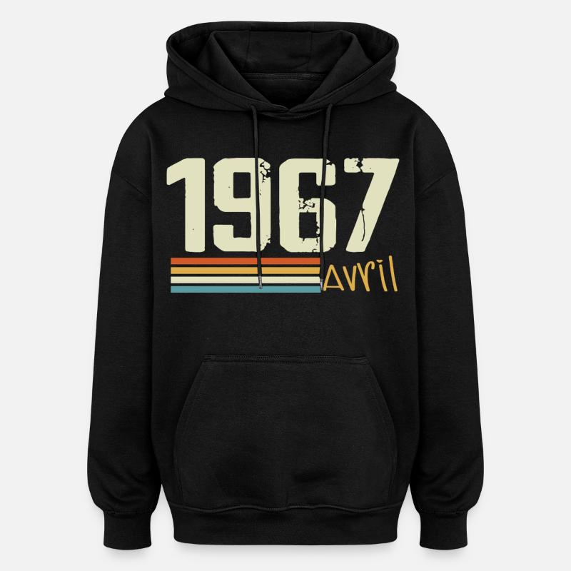 Né en avril 1967 - Sweat à capuche oversize unisexe - noir