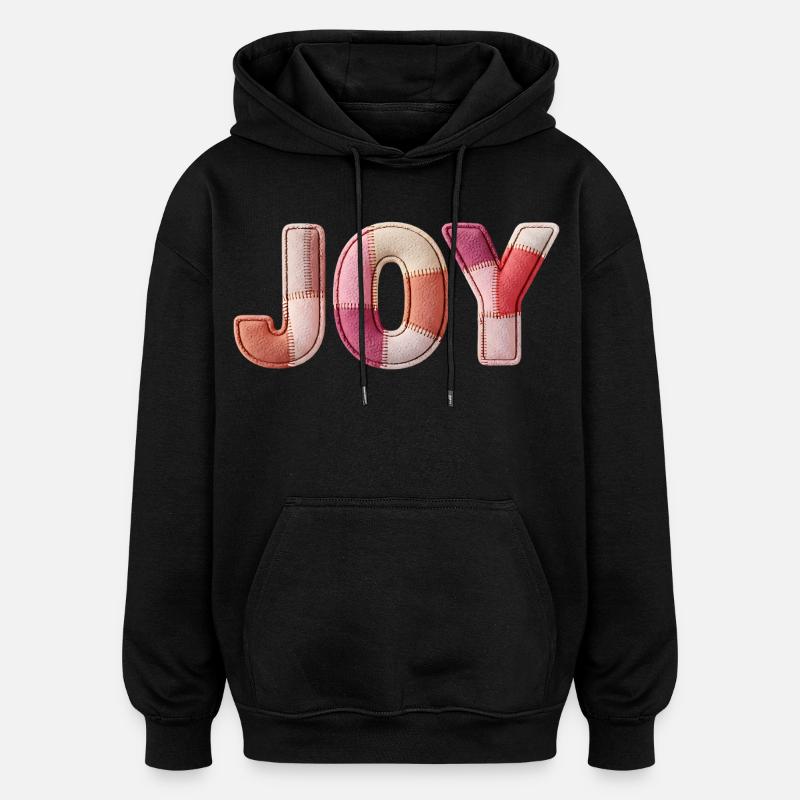 Joy Joy Patchwork Gift Women - Oversized Unisex Hoodie - black