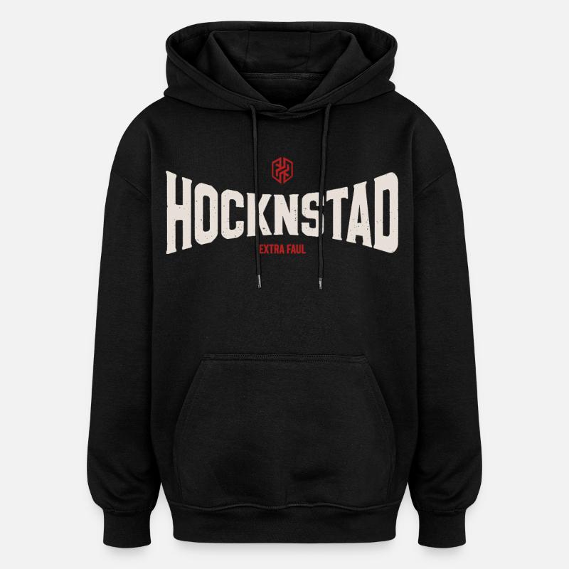 Hocknstad - Sweat à capuche oversize unisexe - noir