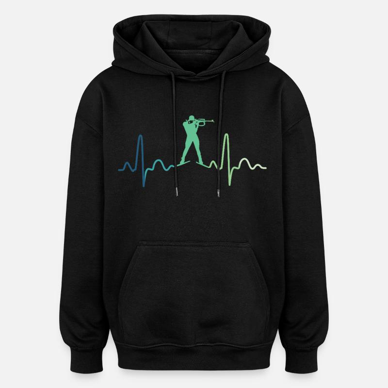 biathlon battement de coeur biathlete - Sweat à capuche oversize unisexe - noir
