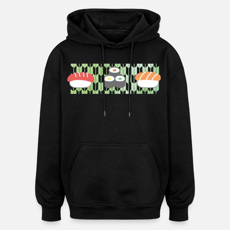 Sushi : Wagara aquarelle - Sweat à capuche oversize unisexe - noir