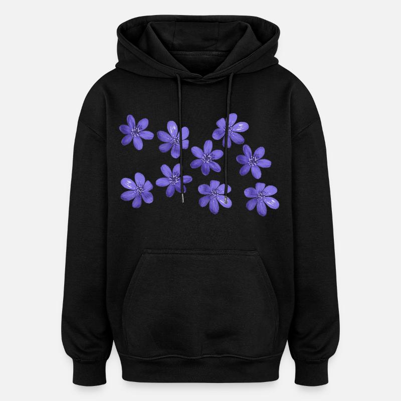 Leberblümchen retro design flowers Garten März - Oversized Unisex Hoodie - Schwarz