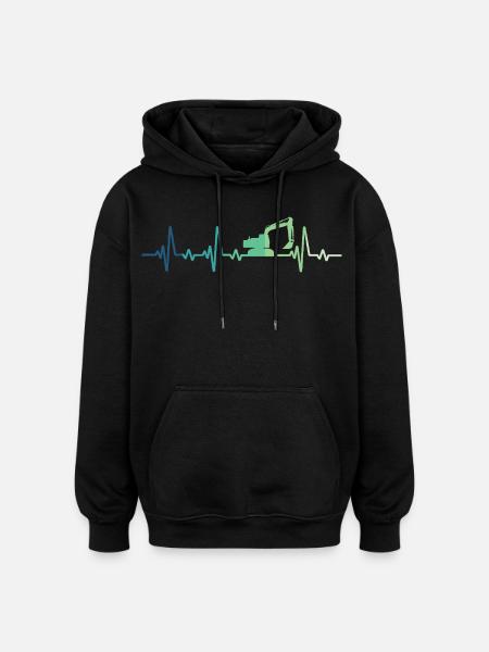 Ausgräber Baustelle Herzschlag-Bagger - Oversized Unisex Hoodie - Schwarz