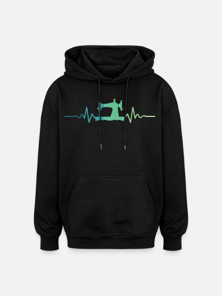Sewing Machines Heartbeat Sew - Oversized Unisex Hoodie - black