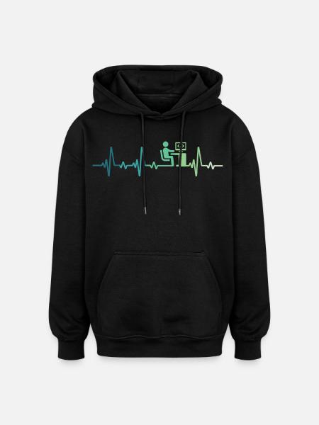 Heartbeat Programmer Developer - Oversized Unisex Hoodie - black
