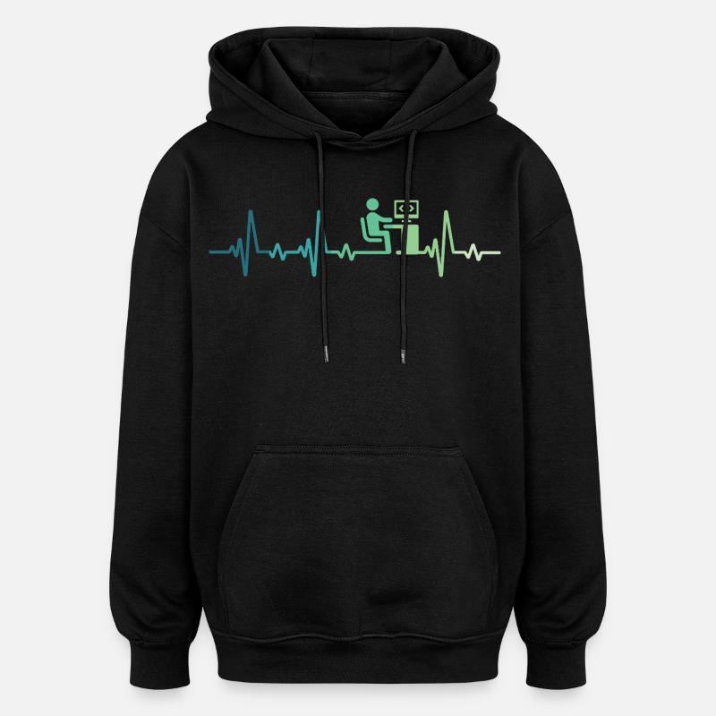 Programmeur battement de coeur développeur  - Sweat à capuche oversize unisexe - noir
