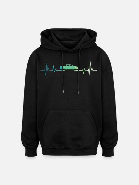 Pick-up heartbeat off-road car - Oversized Unisex Hoodie - black