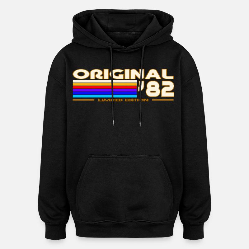 Original 82 Arc-en-Ciel Rétro - Sweat à capuche oversize unisexe - noir