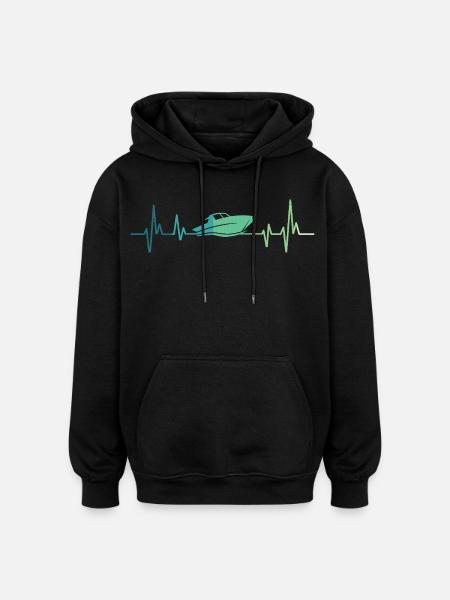 Heartbeat-Schnellboot-Sportboot - Oversized Unisex Hoodie - Schwarz
