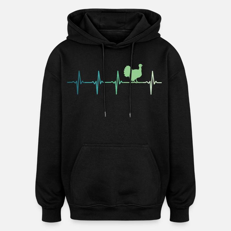 dinde Battement de cœur dindon - Sweat à capuche oversize unisexe - noir