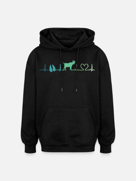 Goat heartbeat gift goats - Oversized Unisex Hoodie - black