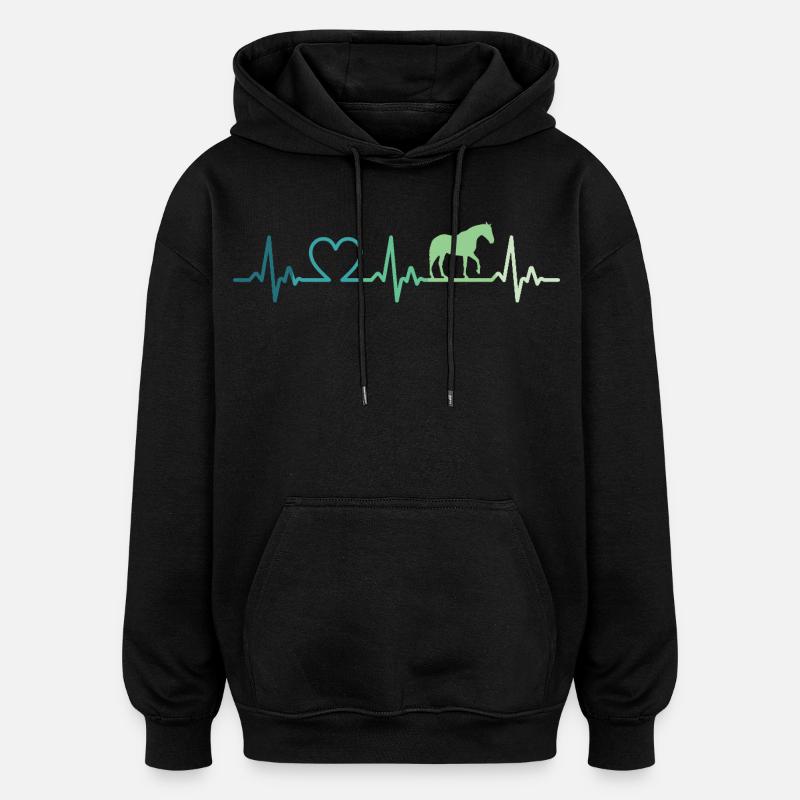 mon cheval battement de coeur chevaux - Sweat à capuche oversize unisexe - noir