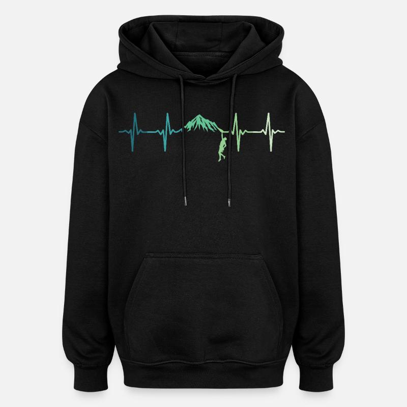 Kletternder Herzschlag-Kletterer - Oversized Unisex Hoodie - Schwarz