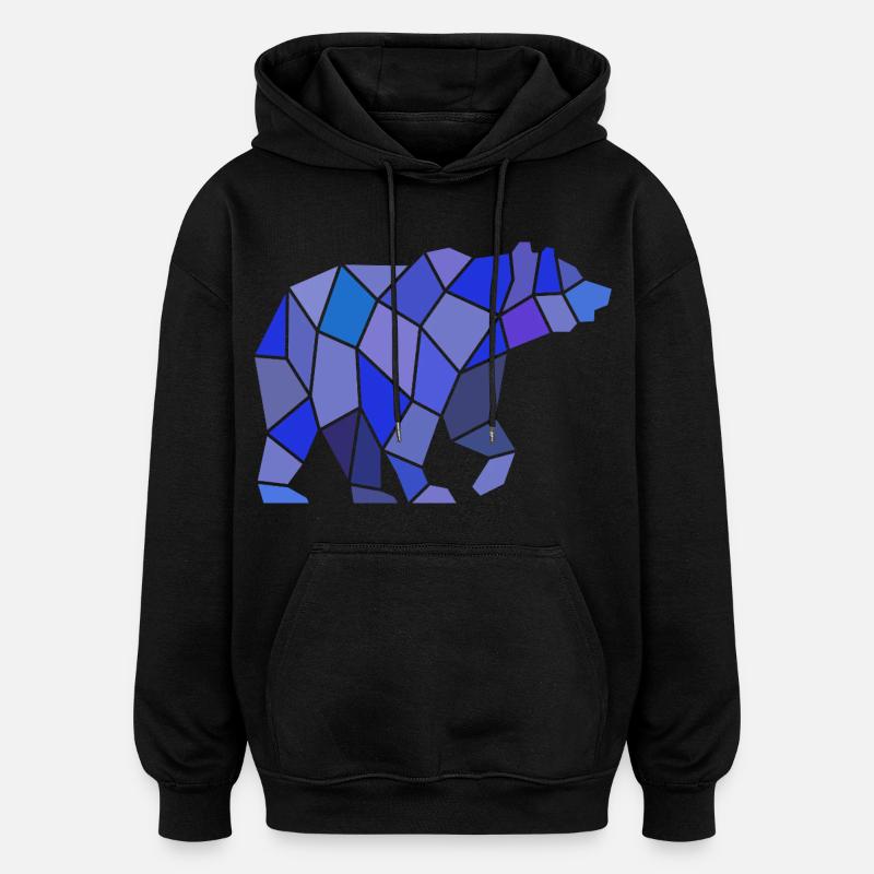 Ours géométrique dans la mosaïque - Sweat à capuche oversize unisexe - noir